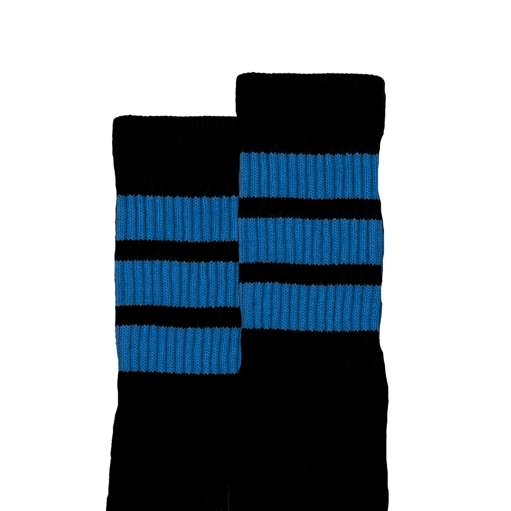 19-Inch Skater Socks - blue striped black Tube Sock