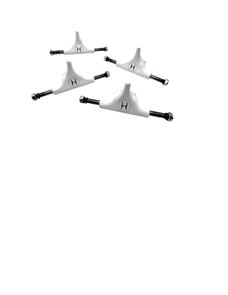 4 white huck trucks
