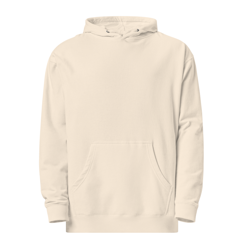 Off white  lightweight Moxi hoodie featuring a bold back graphic of a vintage-style black panther inside an orange circle, with red “MOXI” text above and “HELLCATS” below.