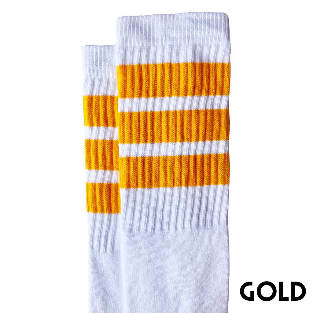 22 inch knee high socks with gold stripes