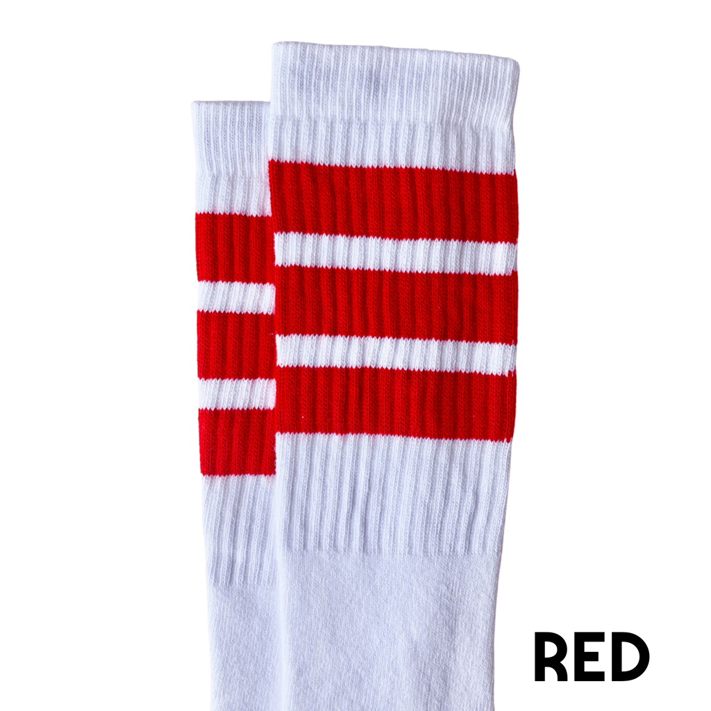 22 inch knee high socks with red stripes
