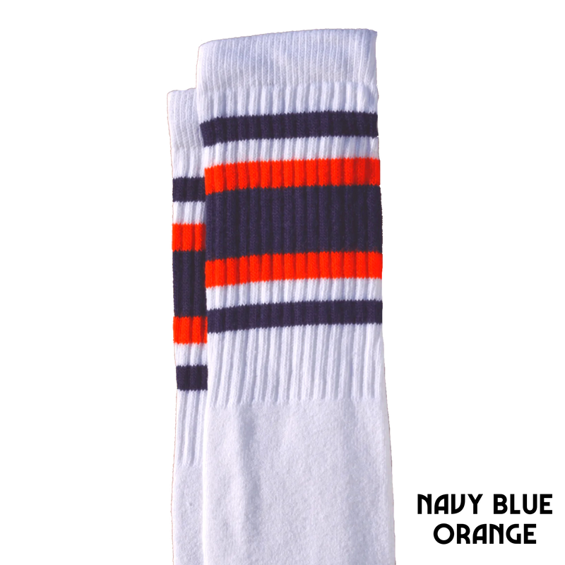 22 inch knee high socks with navy blue and orange