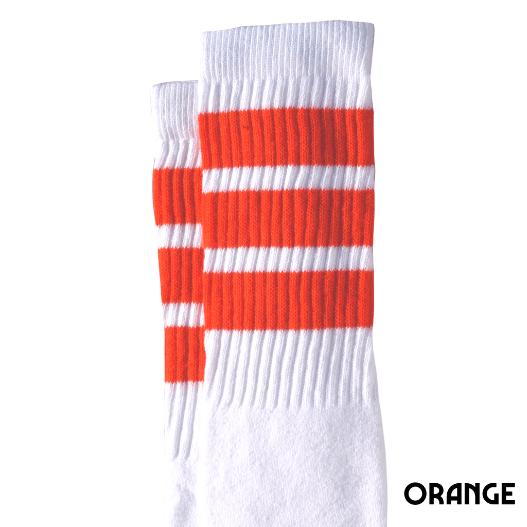 22 inch knee high socks with orange stripes