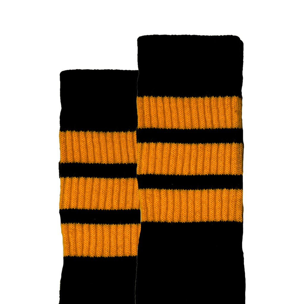 19-Inch Skater Socks - Yellow striped black Tube Sock