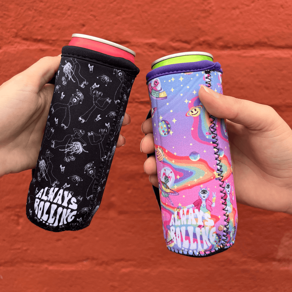 Always Rolling - Slim Can Coozie with Handle