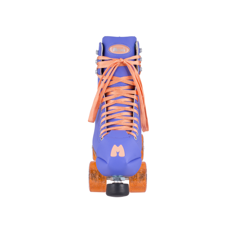 Moxi skates beach bunny periwinkle sunset glitter wheels front view