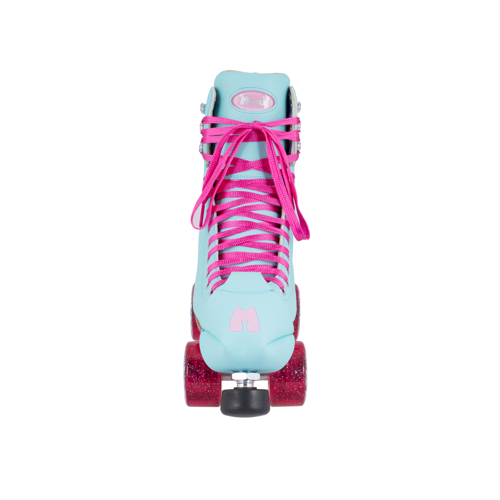 Moxi roller skates beach bunny blue sky pink glitter wheels