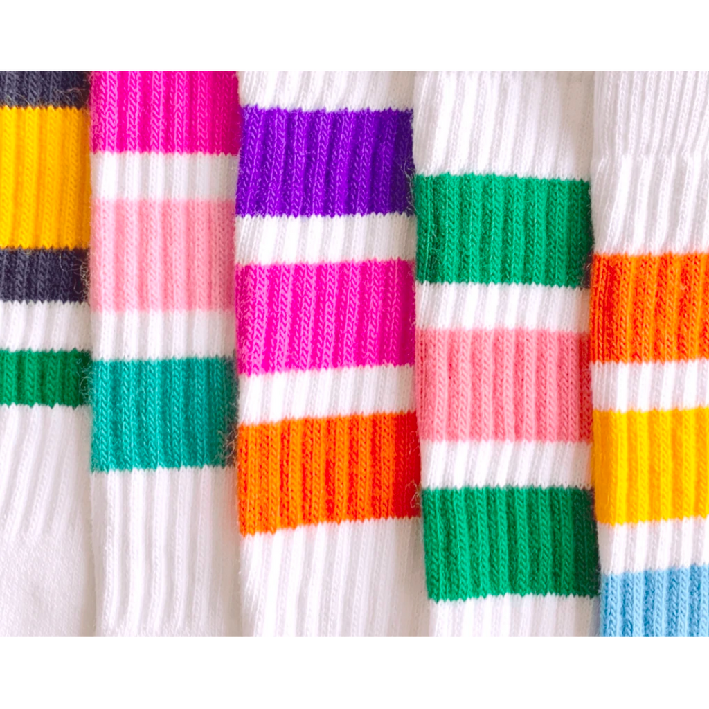 Different colored 19 inch Moxi Skater Socks