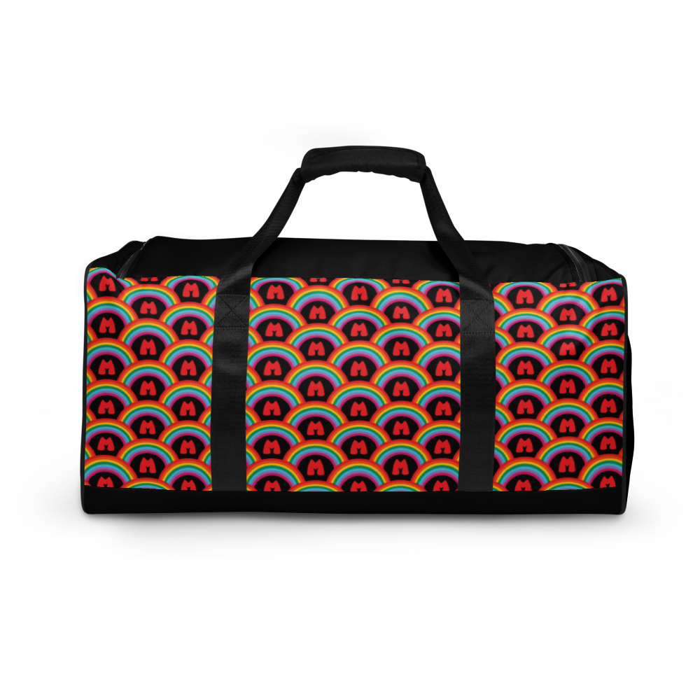 Bright Side Duffle Bag front rainbow pattern