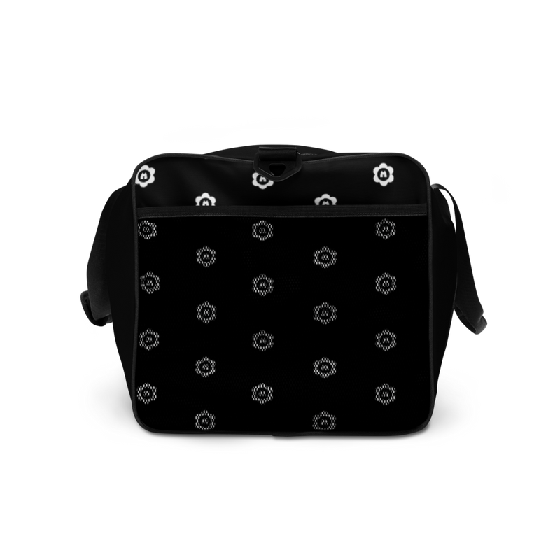 side pocket of Bloom Spring Skate-cation Duffle (Black)