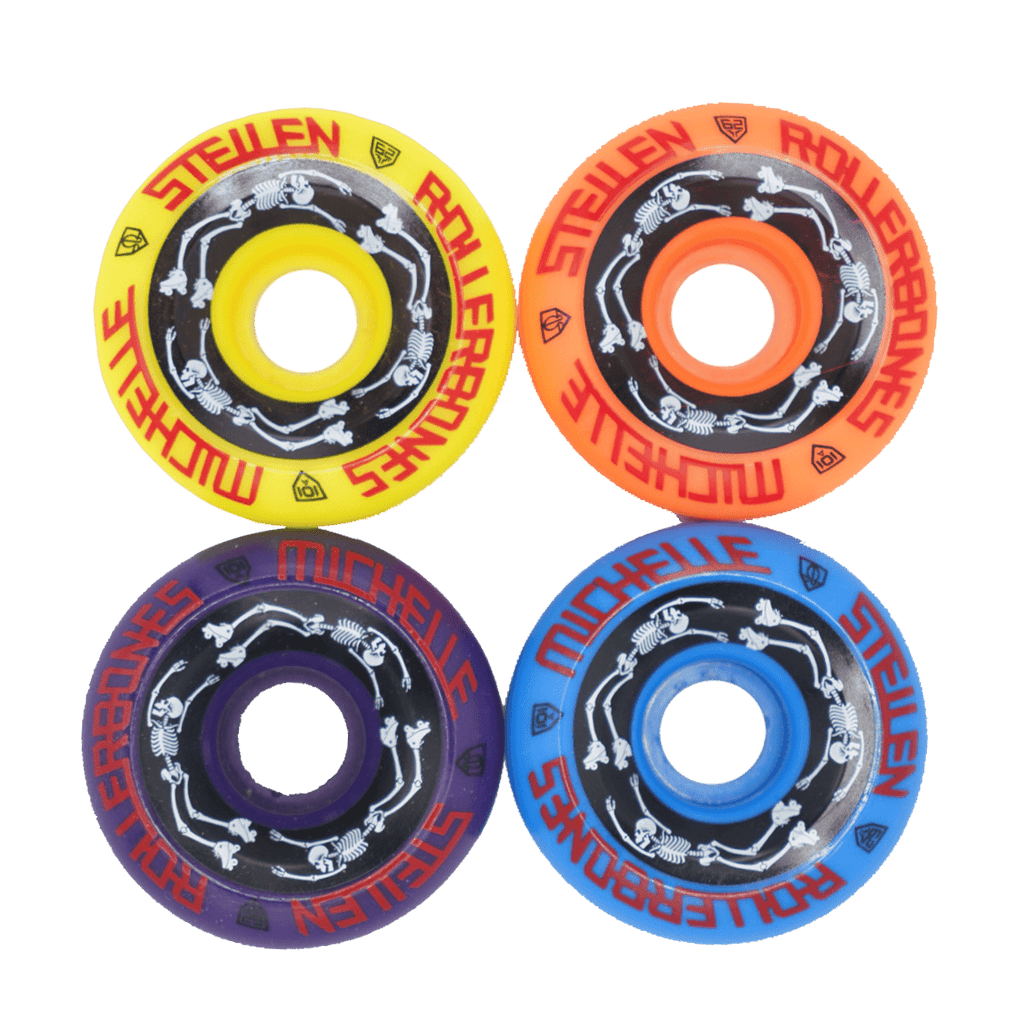 Estro Jen Bowl Bombers, wheels in yellow, orange purple, and blue