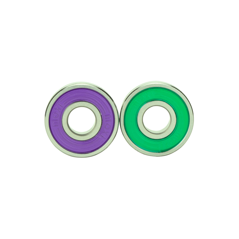 One purple and one teal Mixtape Bearings