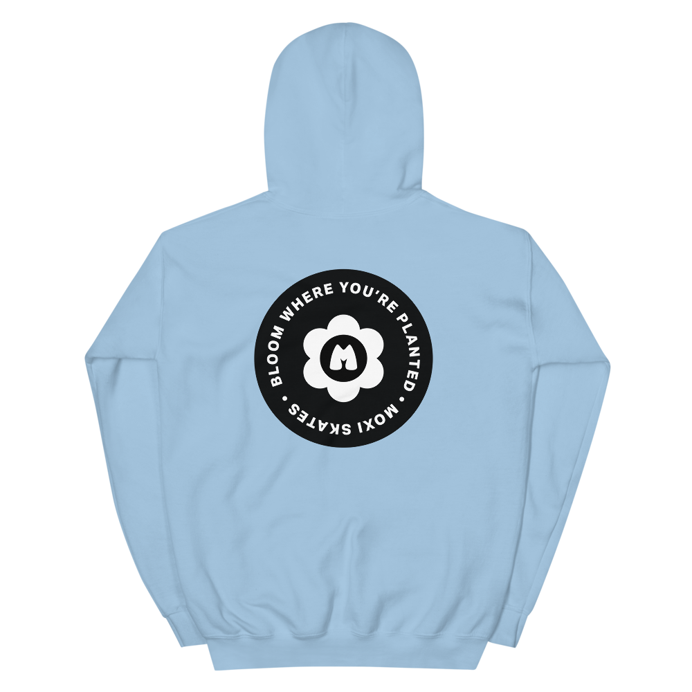 Bloom Unisex Hoodie in blue (back)