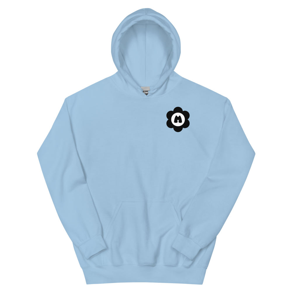 front of Bloom Unisex Hoodie in blue