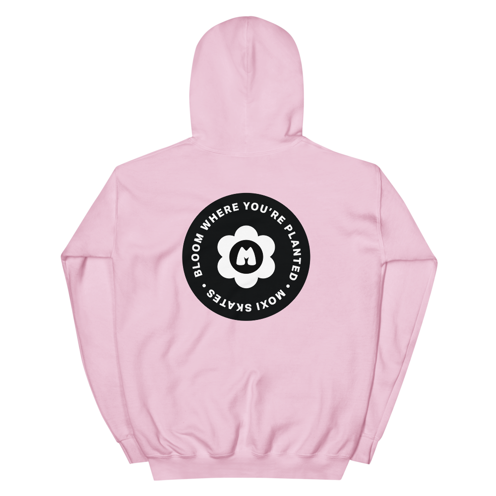 back of Bloom Unisex Hoodie in pink