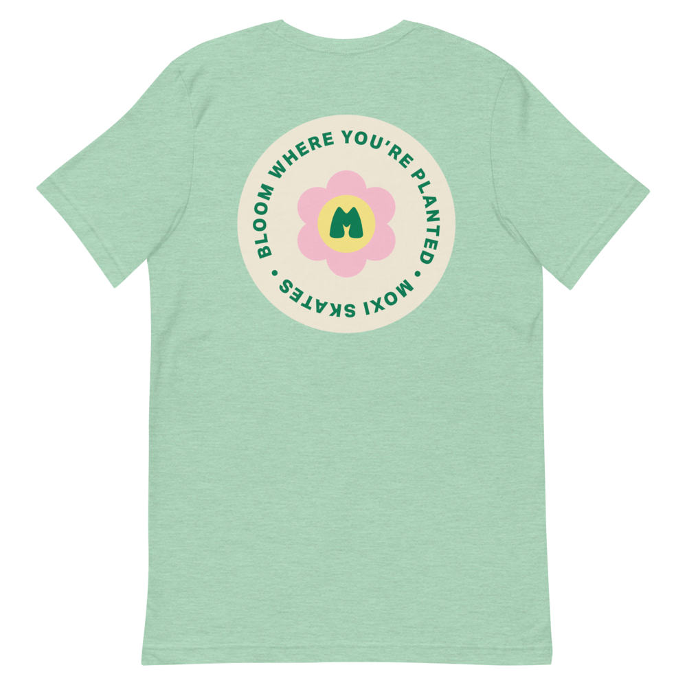 back of Bloom Unisex Tee in green