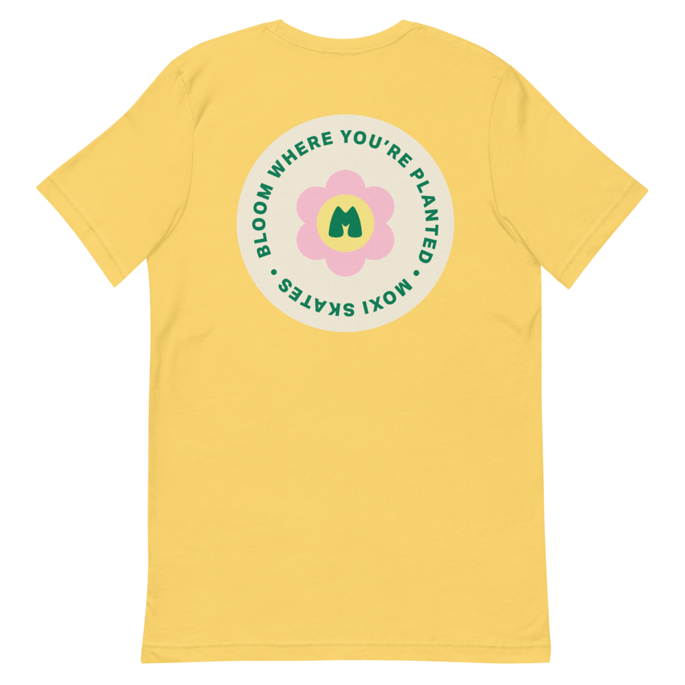 back of Bloom Unisex Tee in yellow